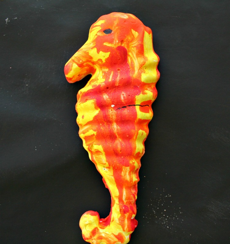 Molding seahorses with plaster of paris