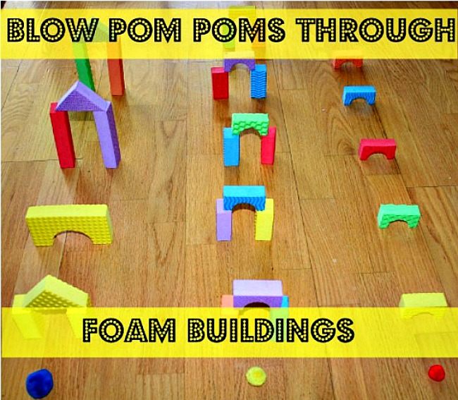 Blow Pom Poms through buildings