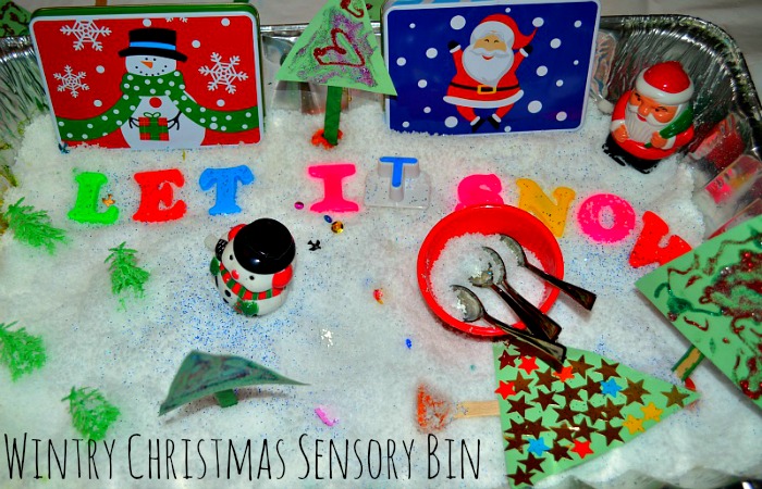 Easy Christmas Sensory Bin for Preschoolers and Toddlers