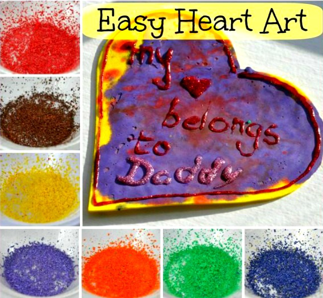 Valentines Day Crafts: Melted Crayon ‘Hearts’ Art