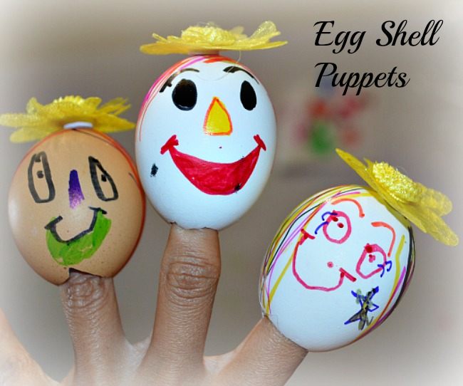 Fine motor activity with egg shell puppets