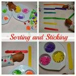 sorting and stickers in spring craft
