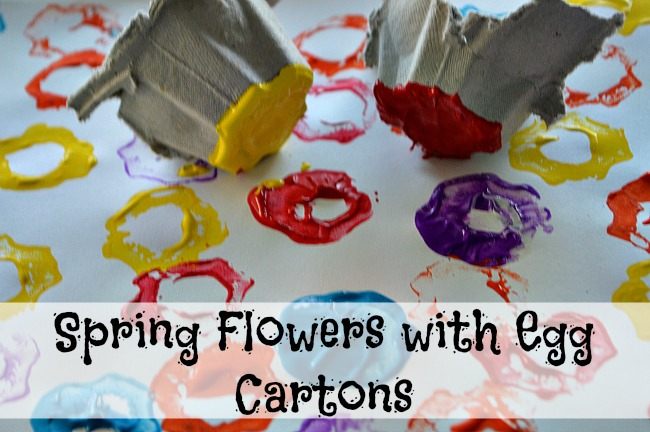 spring art with egg carton flowers printing