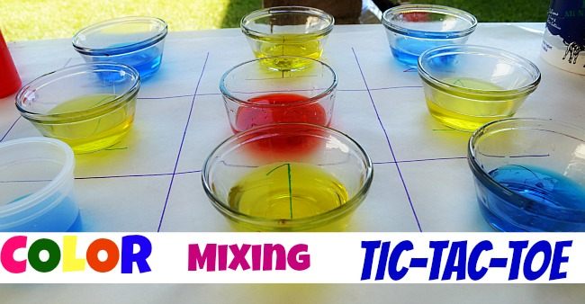 Colored water tic tac toe