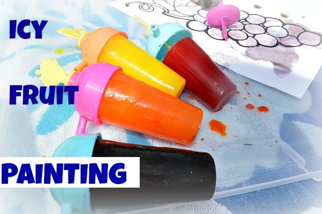 Ice activities : Icy fruit painting for toddlers