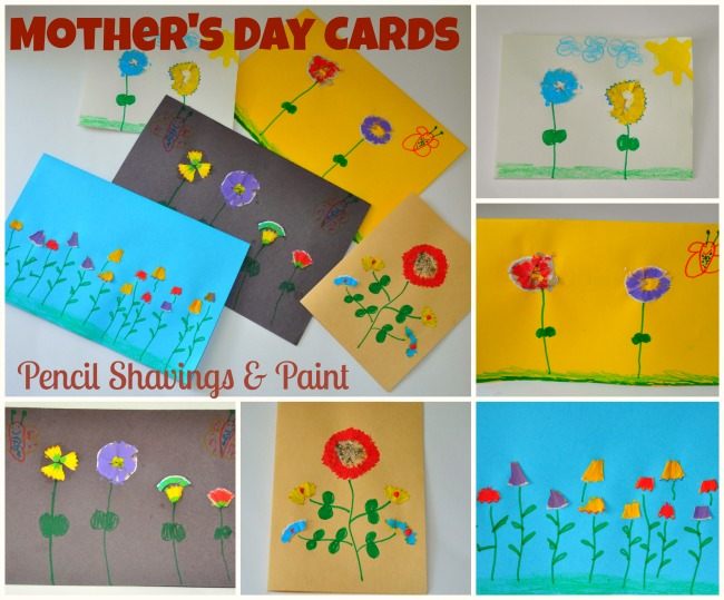 Homemade Mother’s Day Cards : Pencil shavings flowers