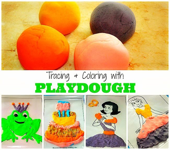 Play dough Play : Tracing and coloring with playdough