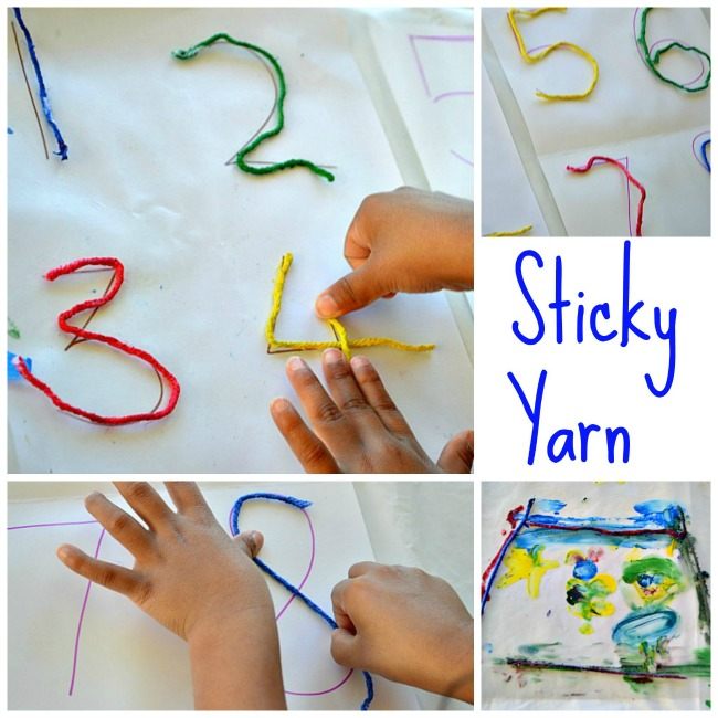 Fine Motor Activities : Sticky Yarn Learning