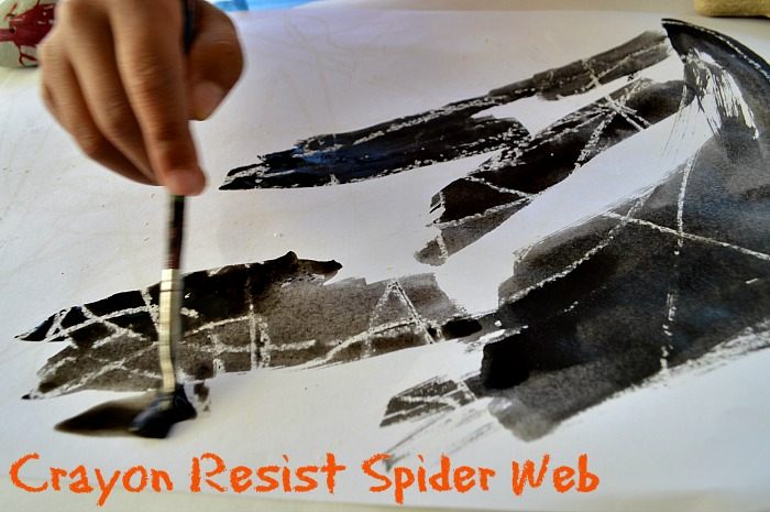 Halloween art projects: Crayon Resist Spider Web