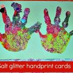 rainbow prints with salt glitter as christmas cards