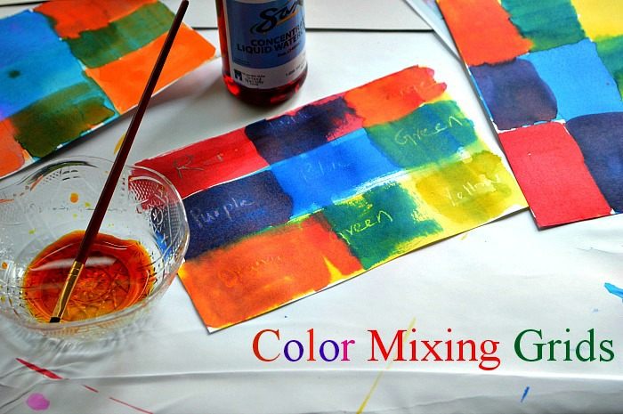 Art Activities for kids : Color Mixing Grids