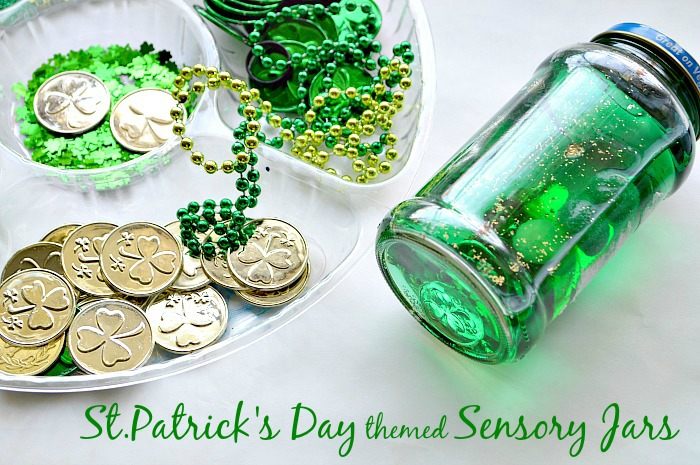 Sensory Activities for kids : St.Patrick’s Day Sensory Jars