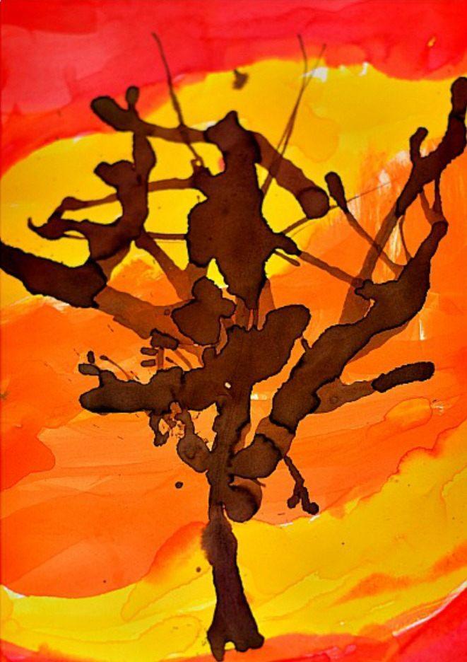 Fall Art Activities for kids: Fall Tree Art