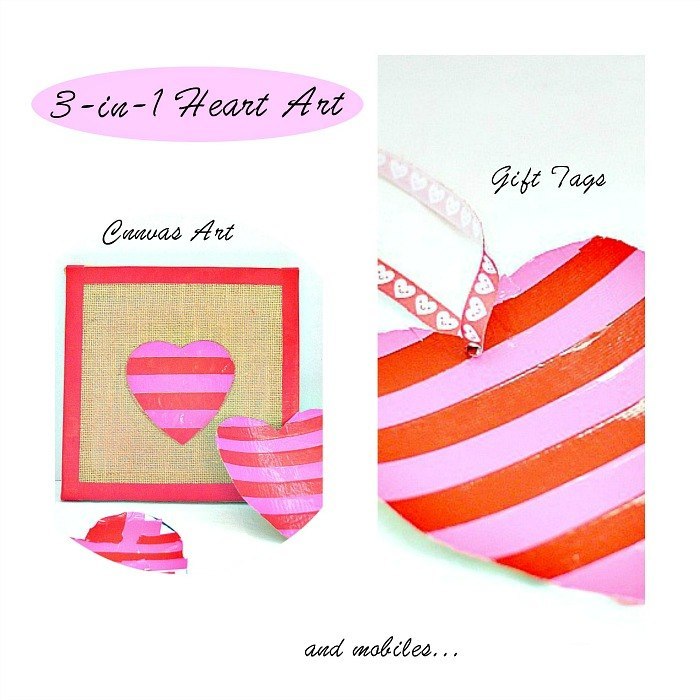 Valentine Art : Duct Tape Hearts