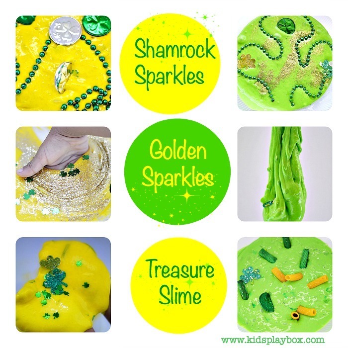 Sensory Activities  for Kids : Green & Gold Slime Play Recipe