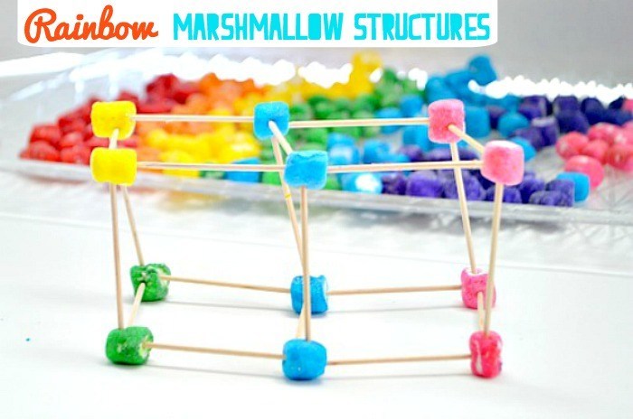 Engineering for Kids : Build rainbow marshmallow structures