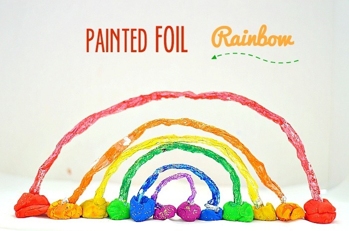 Kids Crafts: Rainbow Craft using Painted Foil