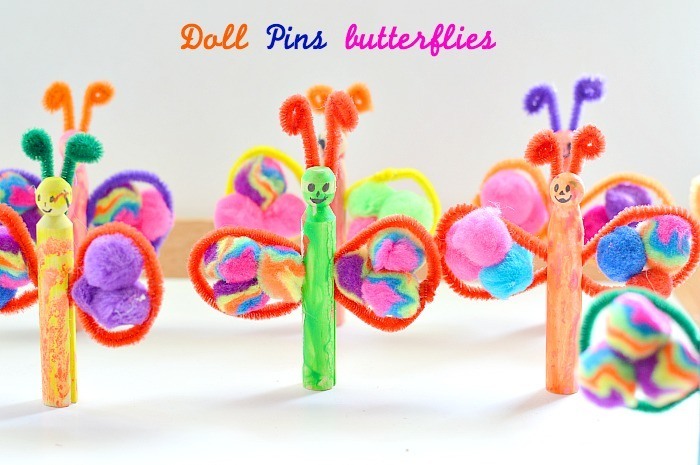 Kids Crafts: Doll Pin Butterflies