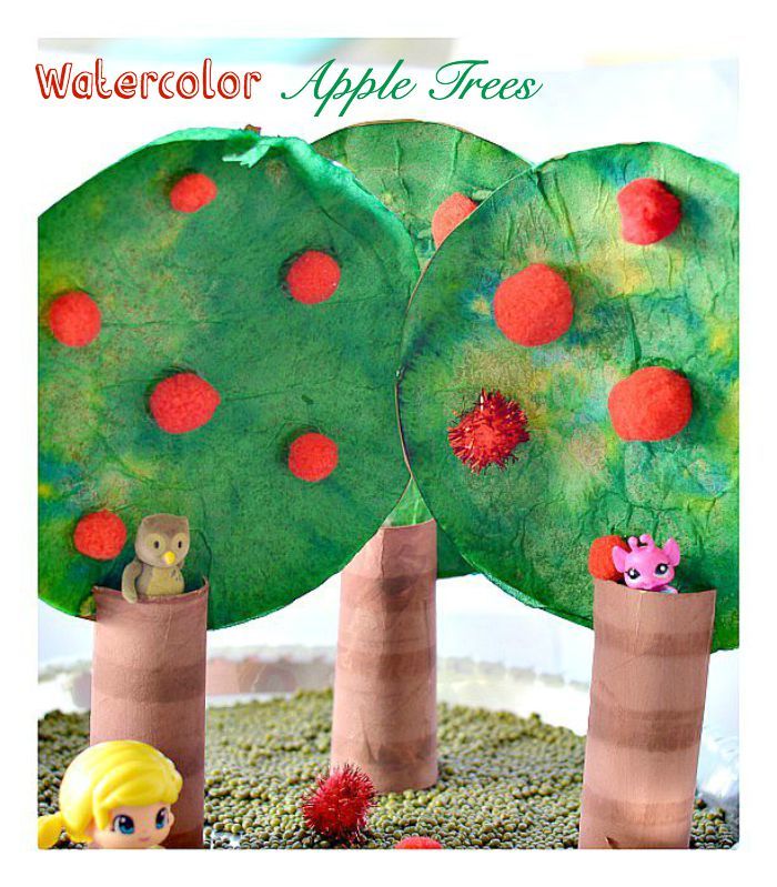 Watercolor Apple Tree Craft