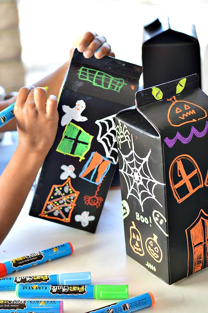 Halloween Craft for Kids : Glowing milk carton haunted house craft ...