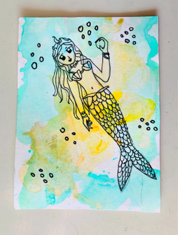 mermaid-with-watercolor-art-project